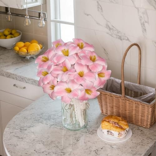 Florielle 12pcs 16" Fully Bloomed Tulip Artificial Flowers Bouquet Fake Faux Flowers for Spring Summer Home Table Centerpieces Decor Party Wedding Mother's Day Easter Gifts Decorations (Pink) - Thumbnail 6