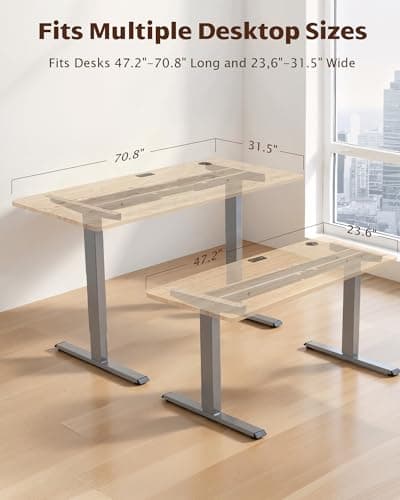 TOPSKY Dual Motor Electric Standing Desk Frame, Height Adjustable Sit Stand Base for Home Office, Fits Table Tops up to 70.8 x 31.5 Inch, 225 lb Capacity (Grey, Without Stand) - Thumbnail 2