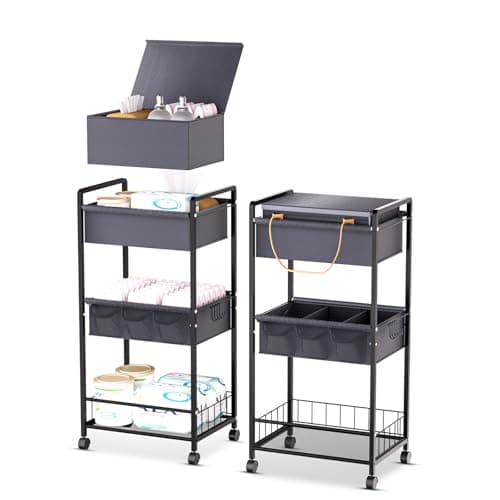 TUDALLK Baby Diaper Caddy Organize-3 Tier RollingDiaper Cart Newborn essentials Diaper2In1 Caddy With Dividers & Removable Diaper Caddy for Nursery Storage Bin CartBedroomBedsideChanging Table & Crib - Image 1