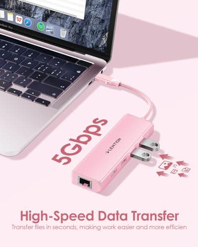 LENTION USB C Hub with a Gigabit Ethernet Port, 4K HDMI Display, 3 USB-A USB 3.0 Ports for MacBook Pro, MacBook Air, Dell, Lenovo, HP Laptops and More, Stable Driver Certified (C25, Rose Gold) - Thumbnail 5