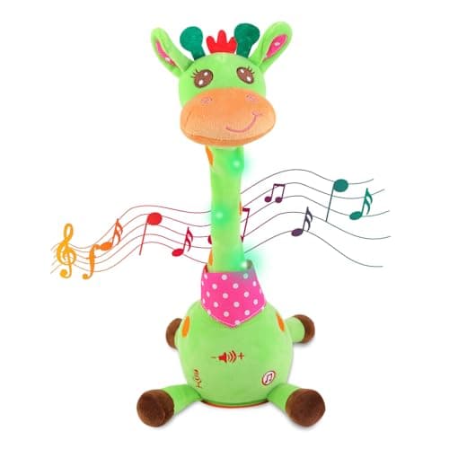 LLUKEME Dancing Giraffe Toy Stuffed Animal Baby Toys Singing Song Toddlers Toy Repeats What You Say Glowing Musical Toy for Baby Birthday Gift Groovy Giraffe Toy (Green Giraffe) - Image 1