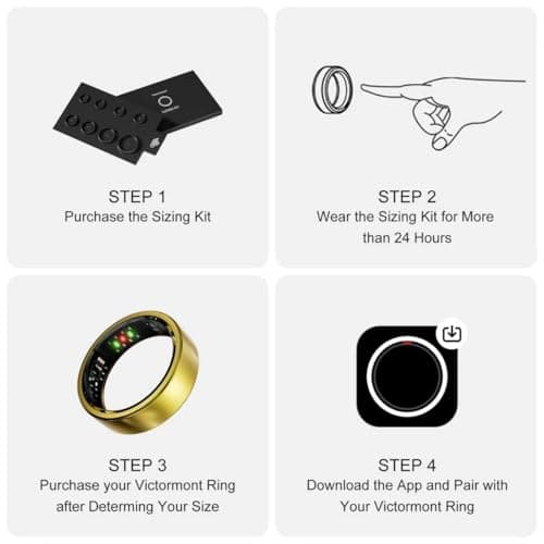 Victormont Titanium Smart Ring, Sleep & Activity Tracking Ring with Heart Rate, HRV, Stress Insights, 7-Day Battery Life, No Subscription, IP68 Waterproof, iOS & Android Compatible (Gold, 7) - Thumbnail 2