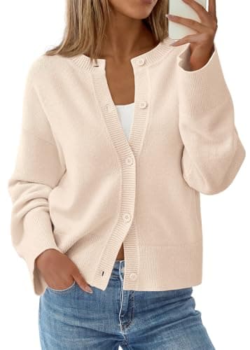 KIRUNDO Cardigan Sweaters for Women Fall Trendy Long Sleeve Chunky Knit Button Up Oversized Winter Jacket Casual Outwear(Cream, X-Large) - Image 1