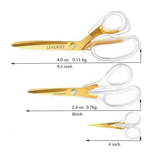scissors all purpose, Titanium Coated Blades and Ergonomic Clear Handle, Clear Gold scissors for Office Desk, Modern Design for Craft, Sewing, fabric,Office/Gold - Thumbnail 2