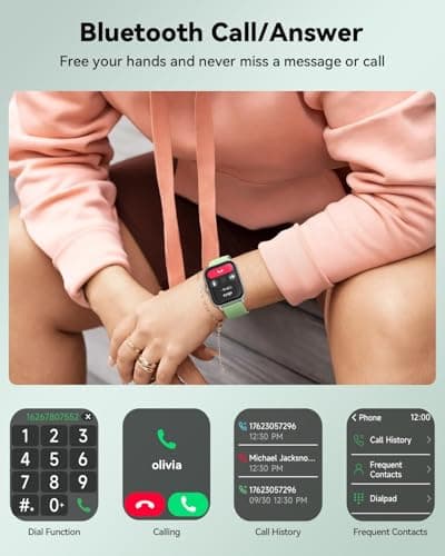 Smart Watches for Women/Men, Smart Watch for Android Phones and iPhone Compatible, Alexa Built-in, 1.8" Fitness Watches for Women, IP68 Waterproof /Bluetooth Call, Heart Rate/Sleep Monitor, Green - Thumbnail 2