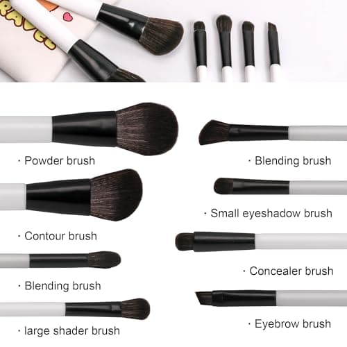Jomay Travel Makeup Brush Set 8PCS for Beginners – Powder, Contour, Eyeshadow, Blending & Eyebrow Brushes – Essential Vegan Brochas de Maquillaje with Pouch - Thumbnail 2