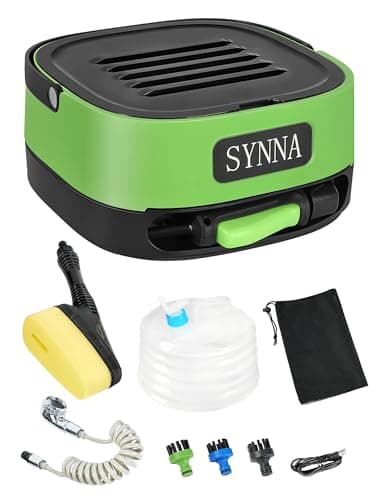 Portable Pressure Washer for Car Wash & Camping Shower, One Fill for a Quick Car Wash with Water-Through Sponge Brush, Auto-Retract Hose Reel, 3.2 Gal Foldable Tank + 3.9 Gal Water Container, IPX5 - Image 1