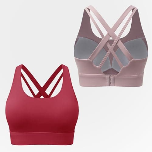 BaseTry High Impact Sports Bra for Women - Padded Seamless Support Bra for Yoga Gym Workout Fitness -High Support Running Bra (US, Alpha, X-Large, Regular, Regular, Wine) - Thumbnail 5