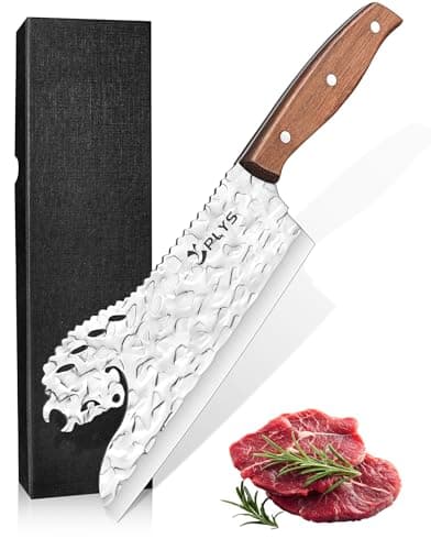 Plys Professional Chef Knife, 8" Meat Cleaver Wooden Handle, Premium Stainless Steel Kitchen Knife for Slicing, Dicing, Chopping Christmas Gift - Image 1