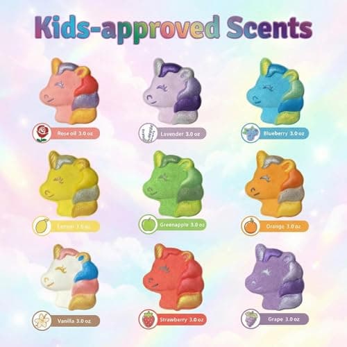 Unicorn Bath Bombs for Kids with Surprise Inside-9 Pcs Large Fizzy Bath Salts with Calming and Long Lasting Scent, Handmade Bubble Bath Bombs for Gilrs Age 3 4 5 6 7 8 9+ Year Old - Thumbnail 4