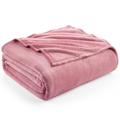 Hansleep Fleece Dusty Rose Queen Blanket, Super Soft Flannel Fuzzy Plush Cozy Blanket for All Seasons, Dusty Rose, Queen 90x90 Inches - Image 1
