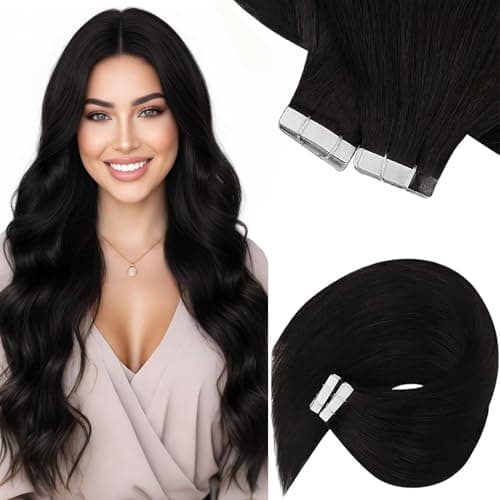 Sunny Hair Tape in Hair Extensions Human Hair 40pcs 100g 14 Inch Straight Remy Hair Extensions Tape in Black Invisible Tape in Hair Extensions for Women - Image 1