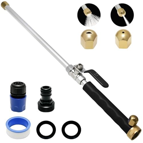 Jet Nozzle Power Washer for Garden Hose, Upgraded 2-In-1 High Pressure Wand With 2 Different Nozzles And Quick Connectors Hose Nozzle High Pressure Attachment for Patio Car Pet Window Washing (Black)