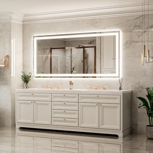 ComfyStyle 72X36 Large Led Mirror for Bathroom, Front and Backlit (Independent Control), Wall-Mounted Lighted Vanity Mirror Bathroom Mirror with Lights, 3 Colors, Stepless Dimmable, Anti-Fog, Memory - Thumbnail 2