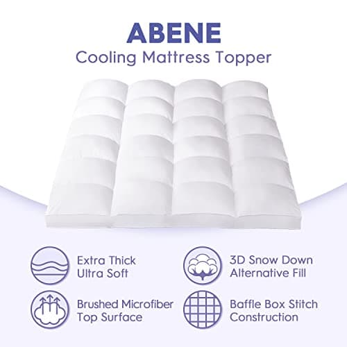 ABENE California King Size Mattress Topper for Back Pain Relief, Extra Thick Mattress Pad Pillowtop, Soft Plush Mattress Cover Bed Topper with Deep Pocket, Overfilled Down Alternative Filling, White - Thumbnail 2