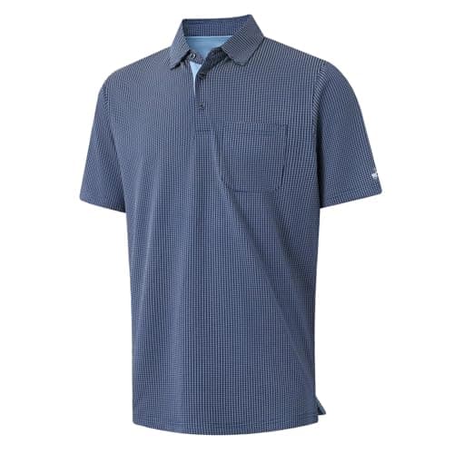 Rouen Golf Polo Shirts for Men Short Sleeve Casual Collared Quick Dry Fit Moisture Wicking Pocket Men's Polo Shirt Navy - Image 1