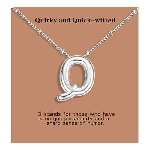 BOLAGTIER Bubble Letter Necklace Gold Plated Balloon Initial Chunky Bubble Alphabet Pendant Necklace Trendy Jewelry Gift for Women (Q, Silver) - Image 1