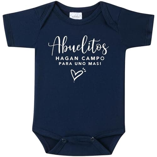 Pregnancy Announcement Gift,Abuelitos Hagan Campo Para Uno Mas Spanish Pregnancy Announcement Infant Bodysuit,Coming Soon Announcement Reveal Ideas for Grandparents,Husband,Aunt(0-3 month,Navy) - Image 1