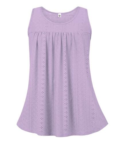 Lastshe Womens Plus Size Casual Sleeveless Tops Dressy Plus Size Loose Fit Blouses Tunic, Light Purple, 2X - Thumbnail 4