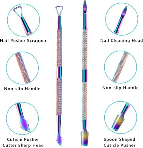 Cuticle Trimmer with Cuticle Pusher, Cuticle Remover Cuticle Scissors Manicure Tools, Professional Stainless Steel Cuticle Cutter, Dead Skin Remover Nail Tools for Fingernails and Toenails - Thumbnail 3