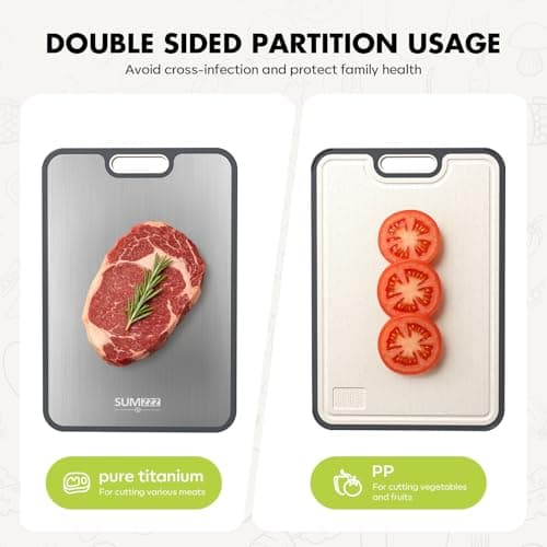 Sumzzz Titanium Cutting Board for Kitchen, Cutting Board Double Sided Food Grade, Pure Titanium/PP, Easy to Clean Large Size 15”×10.3” - Thumbnail 4