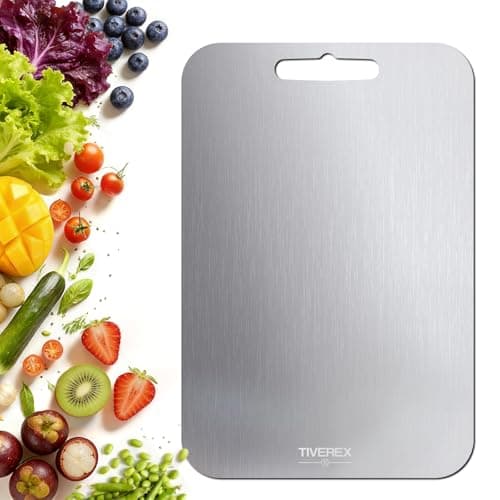 TIVEREX Titanium Cutting Board,100% Pure Titanium Cutting Boards for Kitchen, Easy to Clean, Dishwasher Safe, Double Sided Non Toxic Food-Grade Chopping Boards for Meats, Fruits and Vegetables