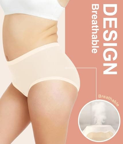 Lastshe Women’s Plus Size Underwear Full Coverage Seamless Underwear No-roll Ladies Briefs 4-Pack,Black,3X - Thumbnail 4