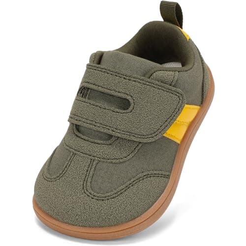 WIDE TOE BOX Toddler Barefoot Shoes,Boys and Girls First Walking Shoe Non-Slip Lightweight Baby Sneakers Khaki Size 9 - Image 1