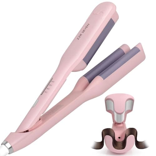 ZZR SEVEN Curling Iron Curling Wand Hair Crimper Waver, Hair Curler with Ceramic 3 Barrel for Women, Dual Voltage, Anti-Scald, Easy to Use, Pink - Image 1