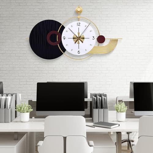 Anmotpe 37.8×21 Inch Light Luxury Retro Wall Clock - Battery Operated Modern Wall Clock with Large Geometric Design for Living Room, Bedroom, Home Decor - Thumbnail 3