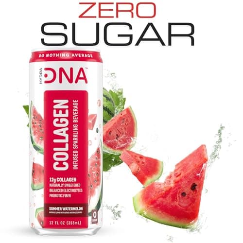 HYDRADNA- Sparkling Liquid Collagen Protein Water Drink Balanced Nutrients for Wellness - Sugar-Free - Keto-Friendly - No Gluten (12 Pack) Watermelon - Thumbnail 6
