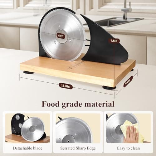 Manual Bread Slicer for Homemade Bread,Even Slicing Thickness-Adjustable Slices,Sourdough Slicer with Scale Lines&SuperStrong SuctionCup Fixation (Black-Guide) - Thumbnail 5