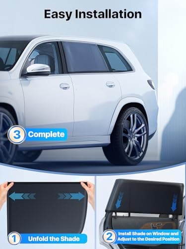 Nmoiss Car Window Shades for Baby[Ice Crystal Cooling Layer](2 Pack) UV-Blocker Cling Sun Shade 99% UV Protection Fit SUV/Sedan/Minivan | Roll Windows Down, Privacy Safe Medium - Thumbnail 6