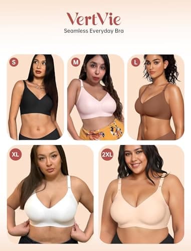 Vertvie Womens Wireless Bras No Underwire Push Up Bra Seamless Supportive Full Coverage Everyday Bras Regular and Plus Size(Nude,Medium) - Thumbnail 5