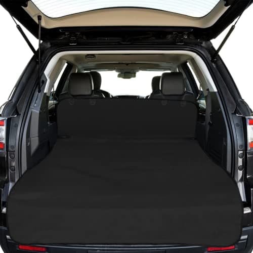 F-color SUV Cargo Liner for Dogs - Waterproof Pet Cargo Liner, Comfort Dog Cargo Cover with Bumper Flap Protector, Scrachproof for Large SUVs Sedans Trunks Vans, Black - Image 1