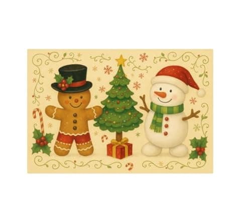 Carastora Christmas Snowman and Gingerbread Man Pattern Decorative Doormat/Anti-Fatigue Mat, 20 x 31in. Suitable for Indoor and Outdoor Porch Decoration, Housewarming Gifts, and Holiday Presents. - Image 1