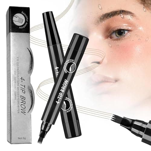 2PCS Magic Eyebrow Pencil, 2025 New 3D Waterproof 4 Head Split Waterproof Long lasting Wild Eyebrow Pencil, Makeup Natural Gap Filling Long-Lasting Eyebrow Pen Stay on All Day (black) - Image 1