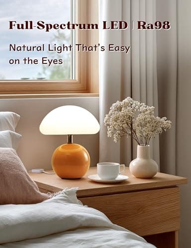 Joyzy Mushroom Table Lamp for Bedroom Light, Desk Bedside Small Lamps for Living Room Night Stands, Mushroom Lighting Decor Cute Led Modern, Unique Aesthetic Home Living Room - Thumbnail 6