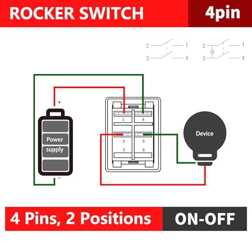 FILN 2PCS KCD4 Toggle Switch on Off 30A Marine IP65 Waterproof Rocker Switch 110v Green LED 30x22mm for Cars,Boat, and DIY Enthusiasts(Green Aluminum Alloy) - Thumbnail 5