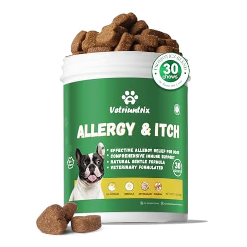 Vetriuntrix Dog Allergy Chews, Dog Allergy Relief Chews Coat Supplement for Itchy Skin Paw Licking, Probiotics for Dogs with Colostrum Omega-3 Turmeric Immune Supplement-30ct - Image 1