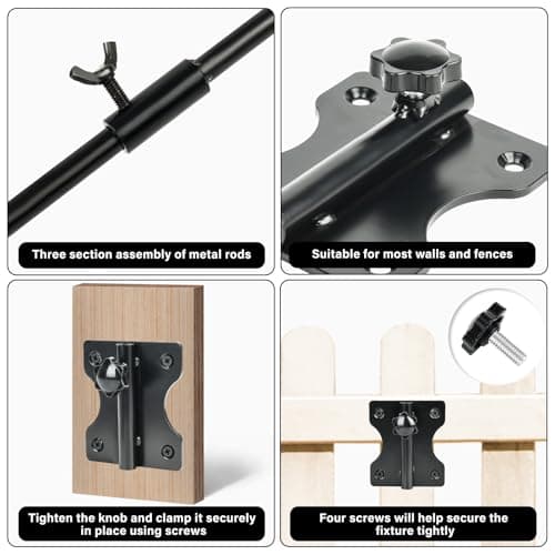 DAEHUI Deck Bird Feeder Hanger with 3in Clamp for Railing 41 Inch Bird Feeder Pole 360 Degree Swivel Plant Hooks for Hanging Baskets Wind Chime Lantern (1 Pack Wall Mounted Hook) - Thumbnail 5