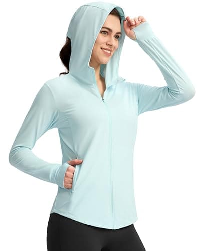 G Gradual Women's UPF 50+ Sun Protection Hoodie Jacket with Ponytail Hole and 4 Pockets Lightweight Long Sleeve Shirts for Hiking(Light Blue,3XL) - Image 1