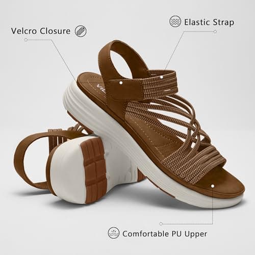 Vilanva Women's Comfortable Walking Sandals (Dark Brown Size 10) - Thumbnail 6