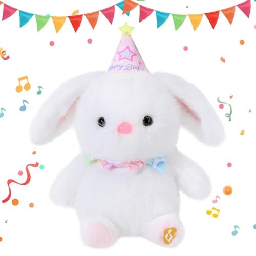 LLUKEME Birthday Bunny Plush Toy, Clap Activated with Voice Recording, Singing Dancing Interactive Stuffed Animal Gift for Toddler Kids Boys Girls, Easter Gift for Kids - Image 1