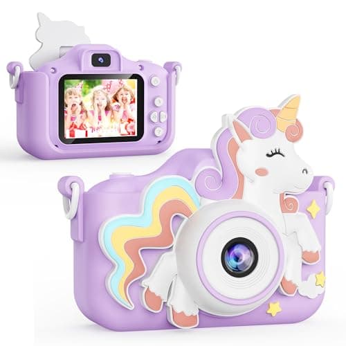 KOKODI Kids Camera Toy Digital Camera for Kids, Birthday Gifts for Girls Age 3-12, 1080P HD Video Camera for Toddler, Unicorn Children Toys for 3 4 5 6 7 8 9 Year Old Girls with 32GB SD Card (Purple) - Image 1