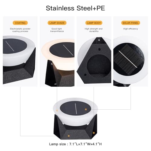 MVBT Solar Post Lights, 7.1" Outdoor Pillar Light Solar Powered, Modern Fence Deck Cap Lamp Fixture, Waterproof Column Lantern 3000K Led Landscape Lighting for Outside Patio Yard Garden Decoration - Thumbnail 2