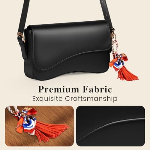 Shoulder Bag for Women Y2K Trendy Purse PU Leather Hobo Handbags Clutch Saddle Crossbody Underarm Bag (Black) - Thumbnail 4