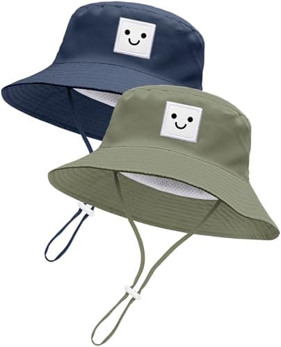 Baby Sun Hat Toddler Bucket Hats UPF 50+ Kids Summer Sun Protection Beach Hat for Boys Girls (US, Age, 2 Years, 7 Years, Green+Blue) - Image 1