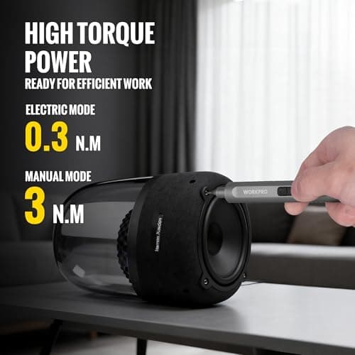 WORKPRO Mini Electric Screwdriver with Magnetizer, 36 S2 Steel Bits & 2 Pry Bars, 3.7V Rechargeable Precision Screwdriver Set for Phone Camera Laptop - Thumbnail 3