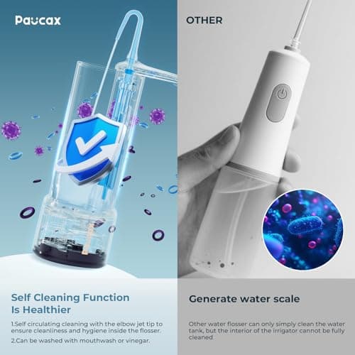 Cordless Water Flossers for Teeth, 4 Modes IPX7 Waterproof Irrigador Dental with 4 Tips, Rechargeable Water Pick Flosser for Sensitive Gums, Braces & Orthodontic - Thumbnail 5